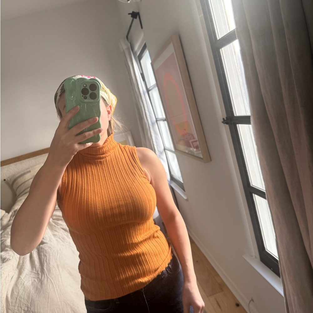 Simon Miller Orange Ribbed Tank Top